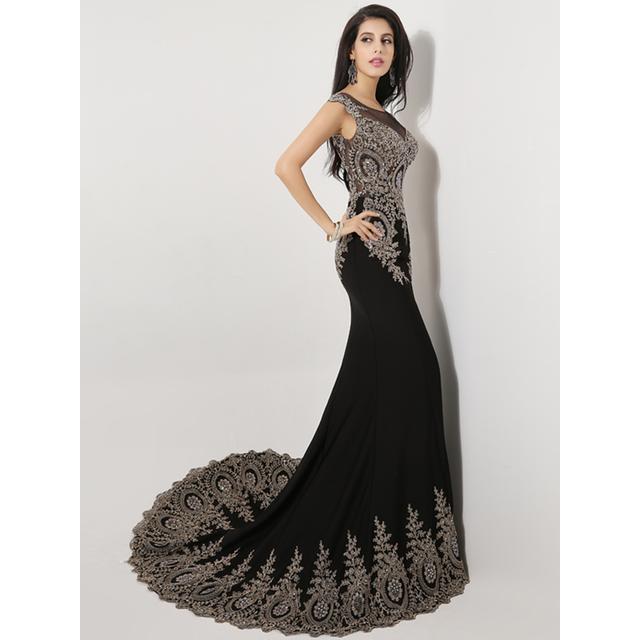Black Dress Strass Abbellita Da Sposa Con Fishtail from SheIn on 21 Buttons