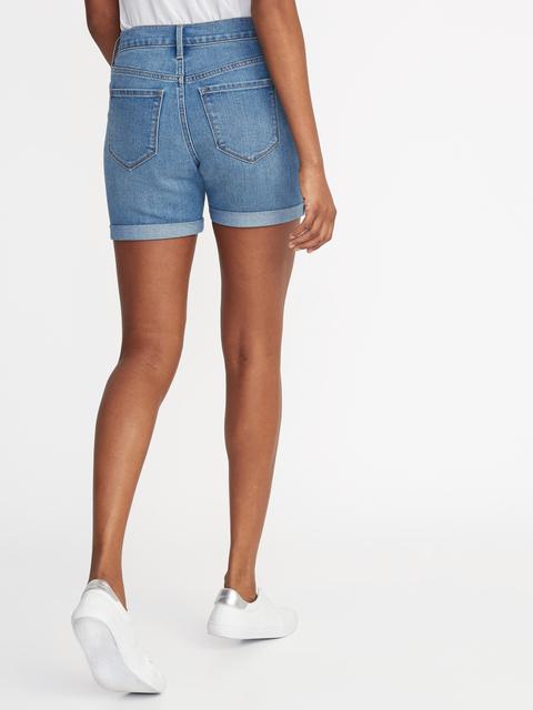 womens mid rise jean shorts