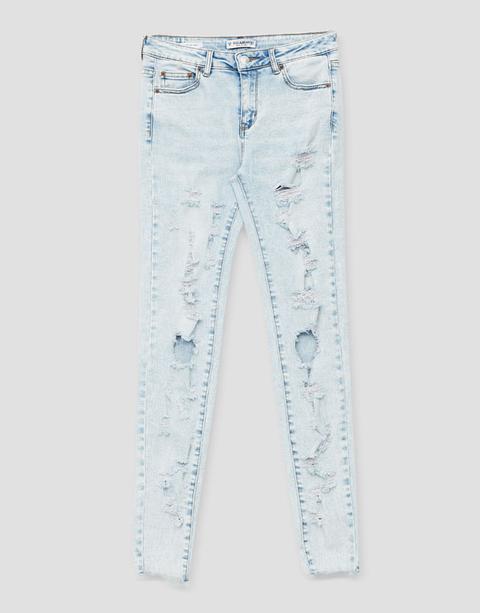 Jeans Skinny Fit Strappi