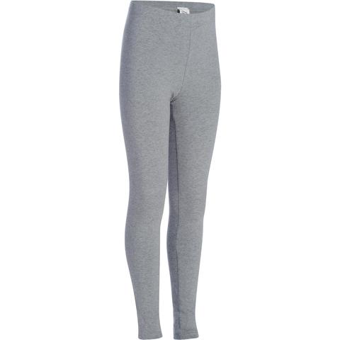 Mallas Leggings Deportivos Gimnasia Domyos 100 Niña Gris Roca Algodón