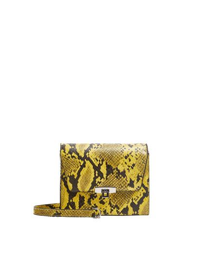 yellow snakeskin purse