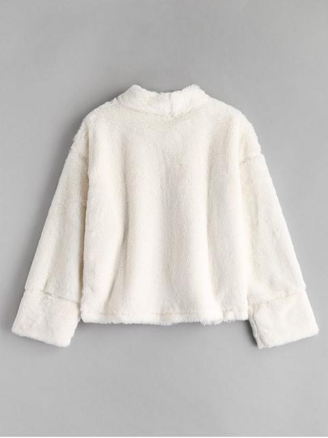 white fuzzy sweatshirt