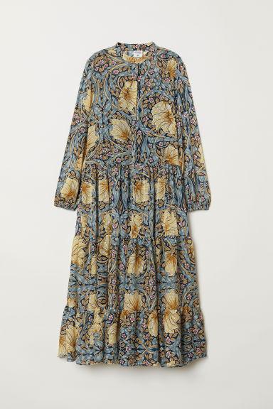 H & M - Vestido Estampado Largo - Azul