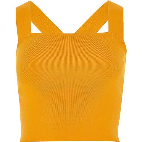 Orange Knit Strappy D-ring Back Crop Top