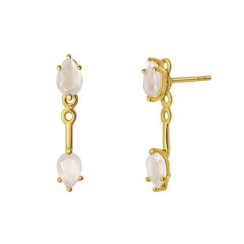 Ear Jackets Piedra Luna Oro