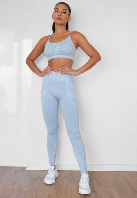 Blue Seamless Msgd Highwaisted Gym Leggings, Blue