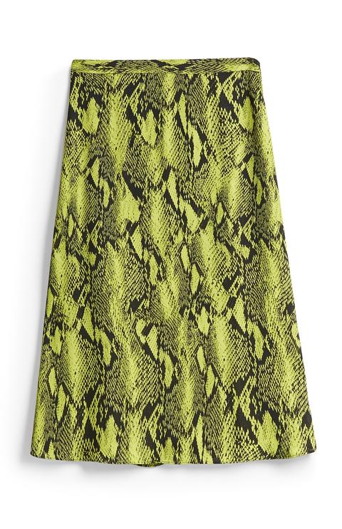 Lime Snake Print Skirt