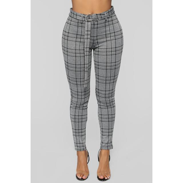 dark grey plaid pants