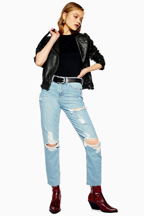 Womens Authentic Destroy Rip Straight Jeans - Blue, Blue