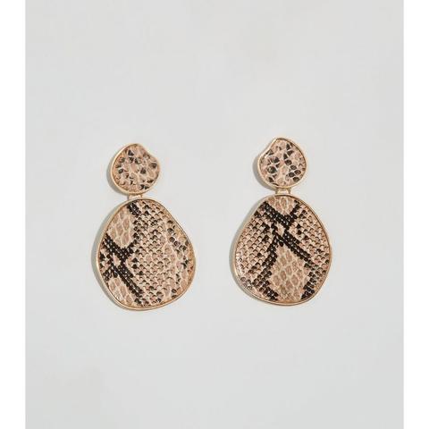 Boucles D'oreilles Marron À Forme Abstraite Effet Peau De Serpent