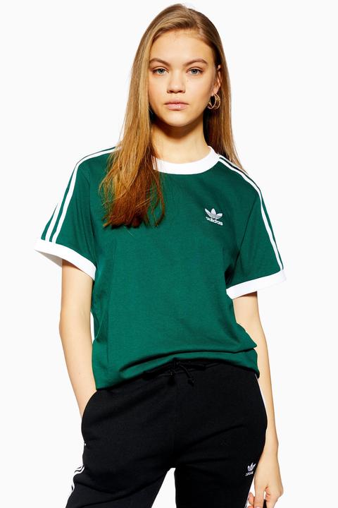 Womens Three Stripe T Shirt By Adidas Green Green From