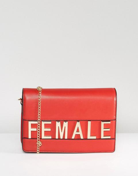 "asos - Hero - Borsa A Tracolla Con Scritta "female" E Catena Con Nodi" - Rosso