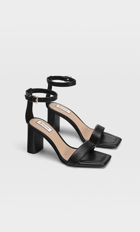 Stradivarius Sandales À Talon Avec Bride Matelassée Noir 38