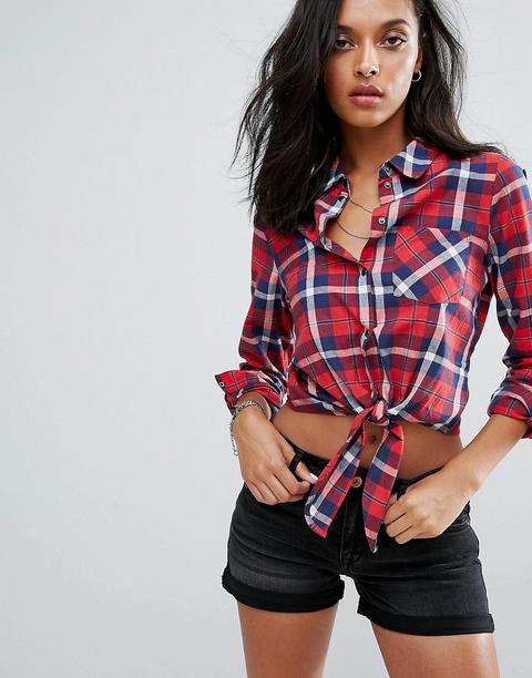 Camisa Con Diseño De Cuadros Y Detalle Anudado Cowgirl De Noisy May