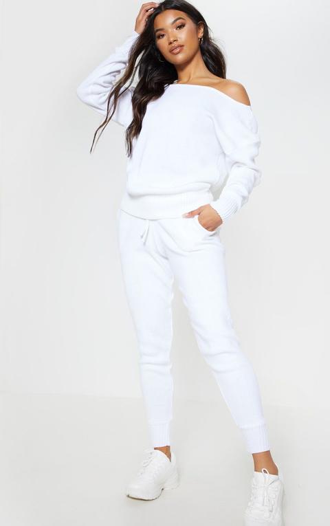 White Jogger Knitted Lounge Set