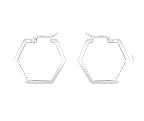 Simplicity Hexagon Earrings Silver
