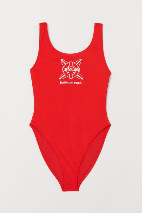 Traje De Baño Estampado - Rojo