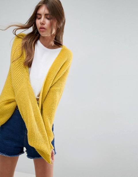 Asos - Cardigan Grosso A Coste Soffice - Giallo