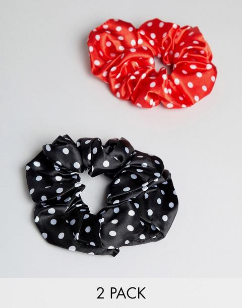 My Accessories London - Confezione Da 2 Elastici Per Capelli A Pois - Multicolore