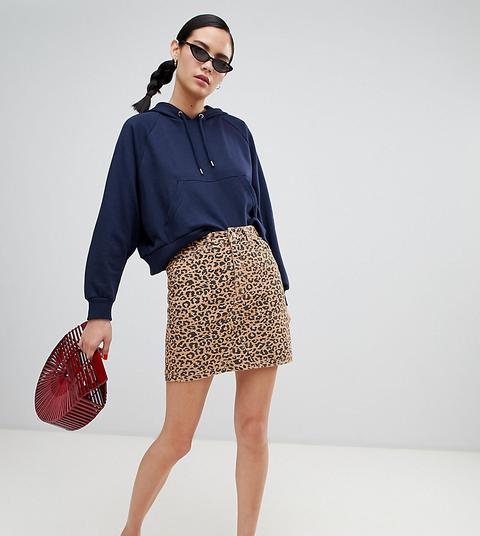 New Look Leopard Print Denim Skirt - Brown