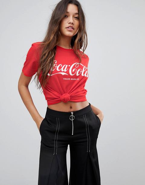 "prettylittlething - T-shirt Con Scritta "coca Cola" - Rosso