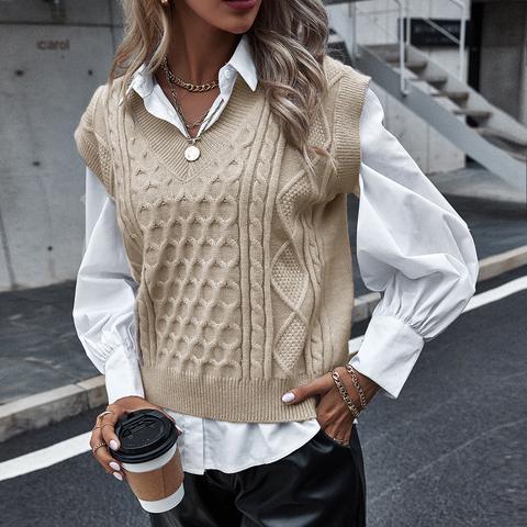 Solid Cable Knit Sweater Vest