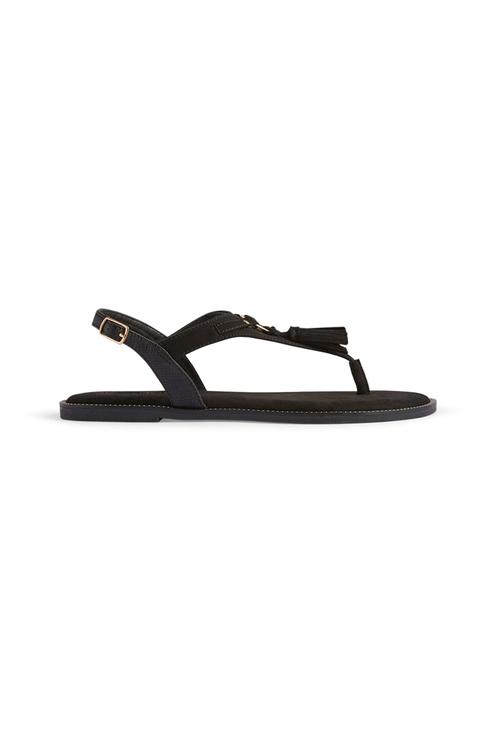 Black Tassel Sandal