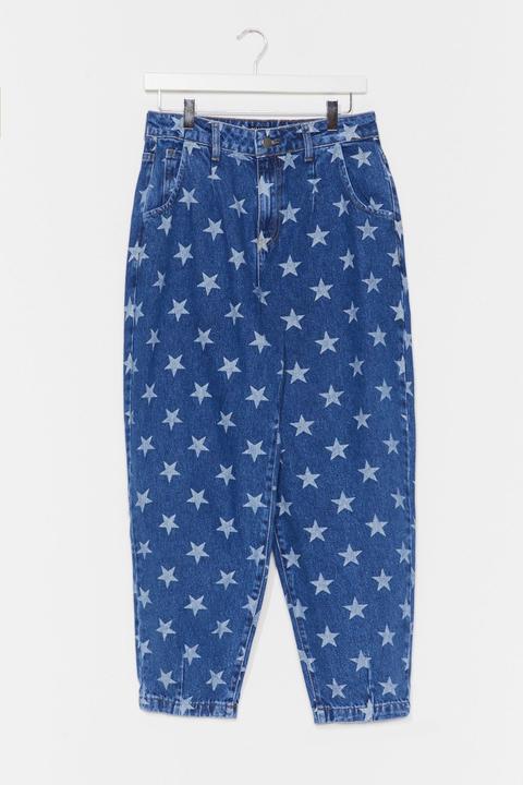 Womens Star Print High Waisted Tapered Jeans