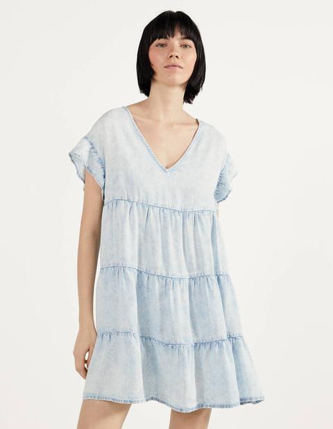 Vestido Babydoll Denim De Tencel ®