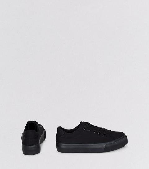 Black Lace Up Platform Trainers from 