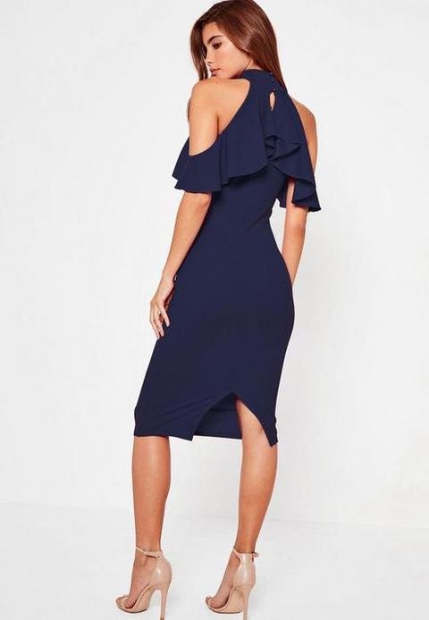 cold shoulder bodycon midi dress