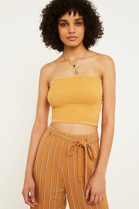 Uo Mustard Spotted Bandeau Tube Top - Womens L