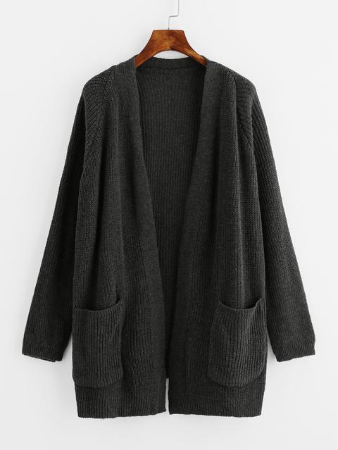 Dual Pocket Raglan Sleeve Sweater Coat