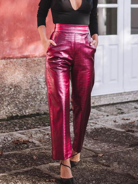 Pink Croc Effect Pants