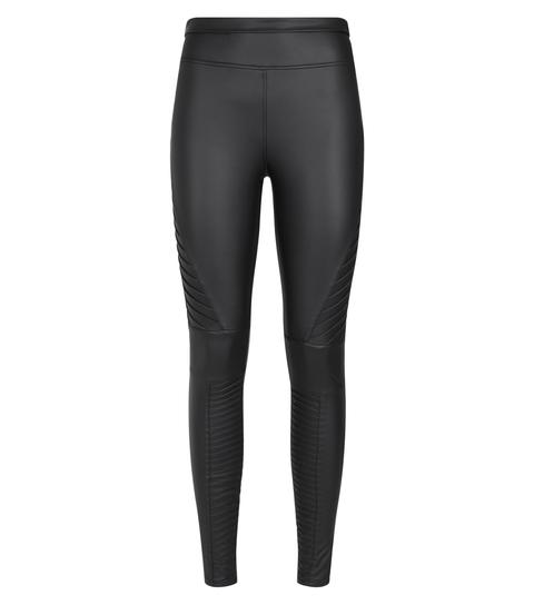 Tall Black Leather-look Biker Leggings New Look