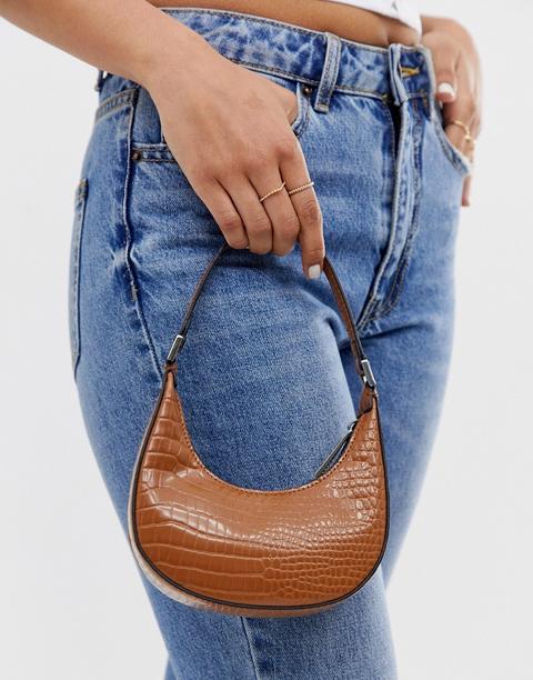 Bolso Pequeño Estilo Años 90 En Diseño De Cocodrillo De Asos Design-marrón