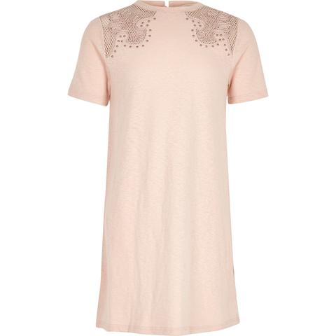 Girls Blush Pink Western T-shirt Dress