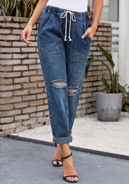 dark blue boyfriend jeans