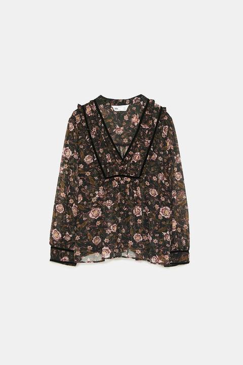 Floral Print Blouse from Zara on 21 Buttons