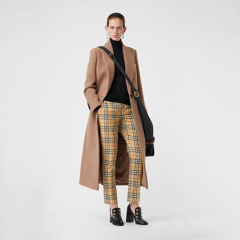 Burberry Vintage Check Wool Cigarette Trousers, Yellow