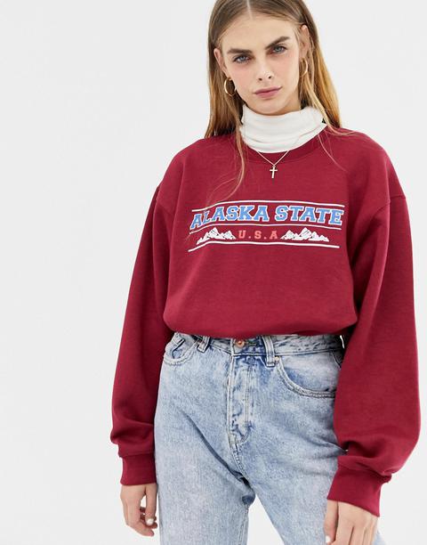 Daisy Street Boyfriend Sweatshirt With Vintage Alaska State Graphic