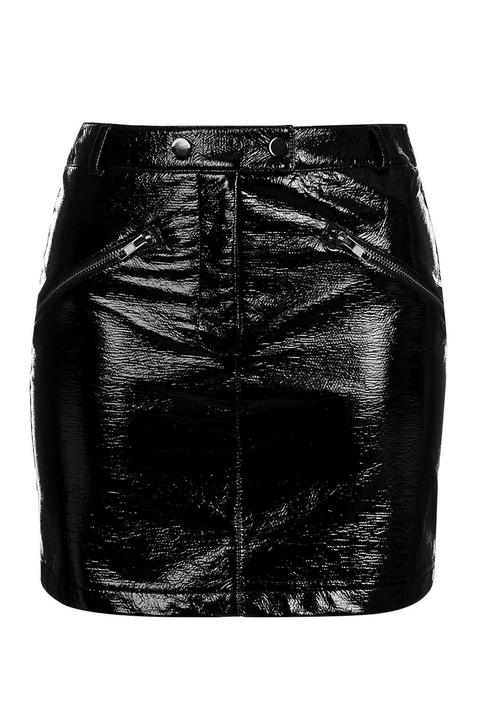 Vinyl Zip Pocket Mini Skirt