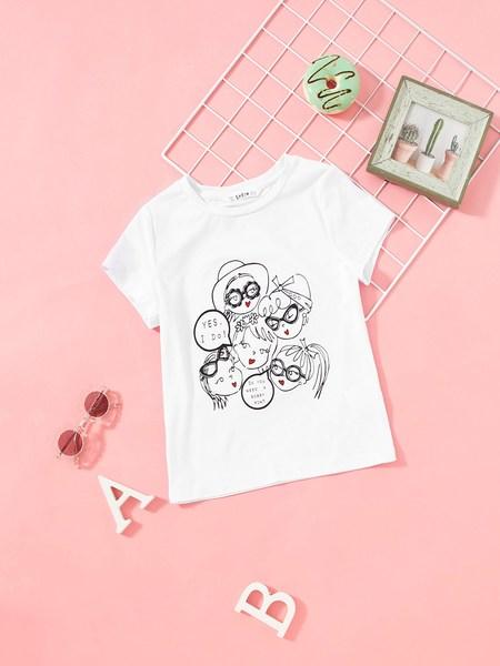 Camiseta De Chicas Con Estampado De Figura Y Letra