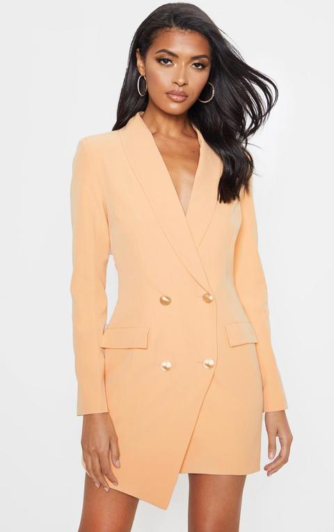 Nude Gold Button Blazer Dress