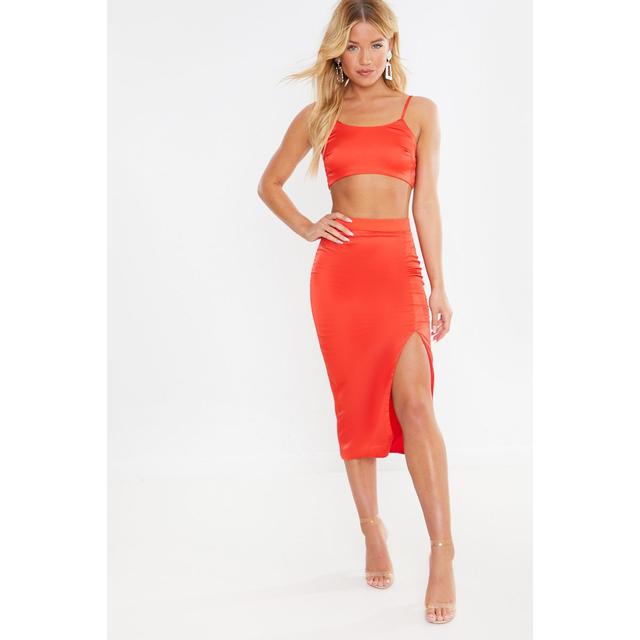 red skirt and top co ord