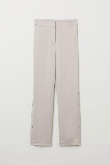 H & M - Pantalón Ancho Con Botones - Marrón