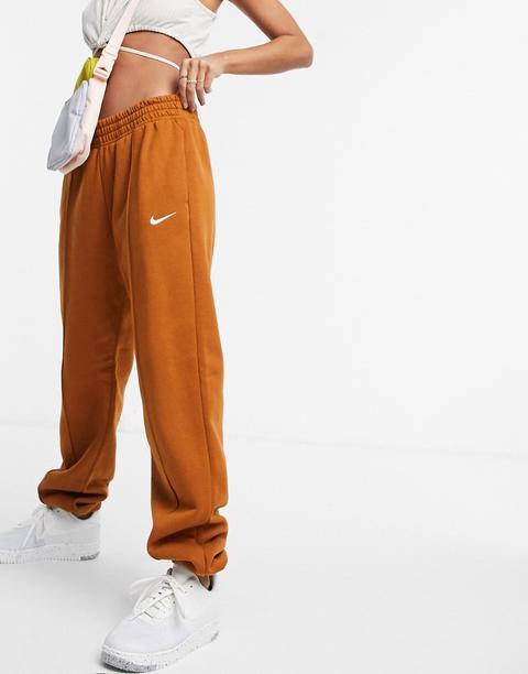 Nike - Jogger Oversize À Petit Logo Virgule - Marron Orangé