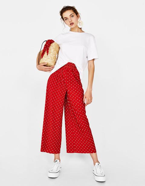 Crinkled Culottes With Print