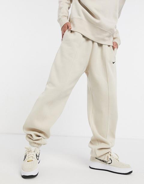 Joggers Beis Extragrandes Con Logo Pequeño De Nike-blanco