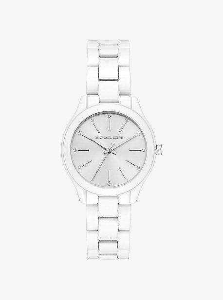 Reloj Runway Mini Fino Con Revestimiento En Tono Blanco